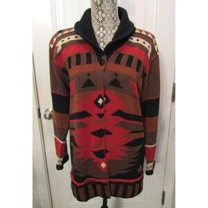 Storybook Knits Womens Southwestern Aztec Western Cardigan Sweater Size M